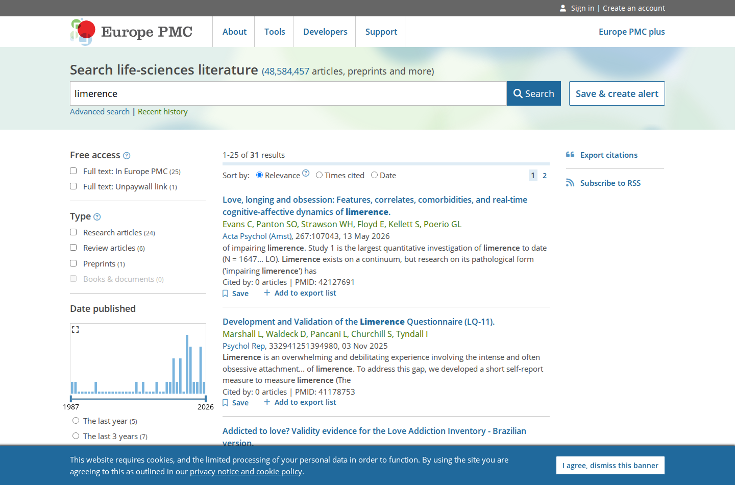 Europe PMC search for limerence showing 31 results